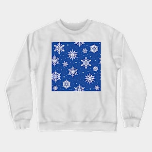 Christmas Folk Snowflakes2 Blue Crewneck Sweatshirt